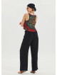 Black Viscose Harem Trousers with Elastic Waist Belt Detail 4571